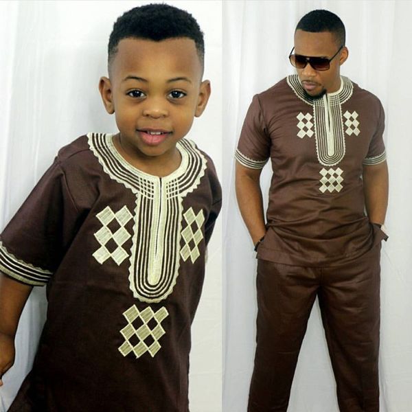 

african children clothing africa kid boy dashiki shirts suits two 2 piece set kids outfit summer riche bazin pant sets, Red