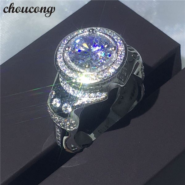 Choucong Anel Masculino de Luxo 3ct Diamonique zircon 925 sterling silver Filled Anéis de Noivado de Casamento Banda Para homens bijoux Sz 7-13