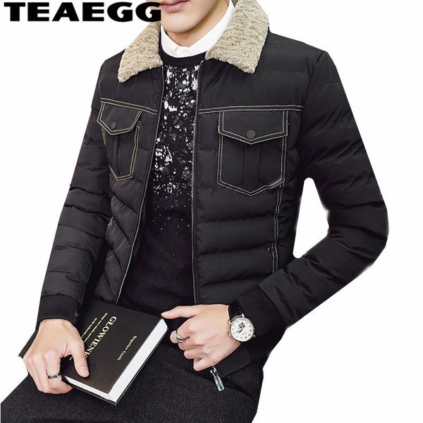 

teaegg warm winter jackets men clothing cotton army green jakets men winter coat blouson hiver homme 3xl 4xl al1504, Black