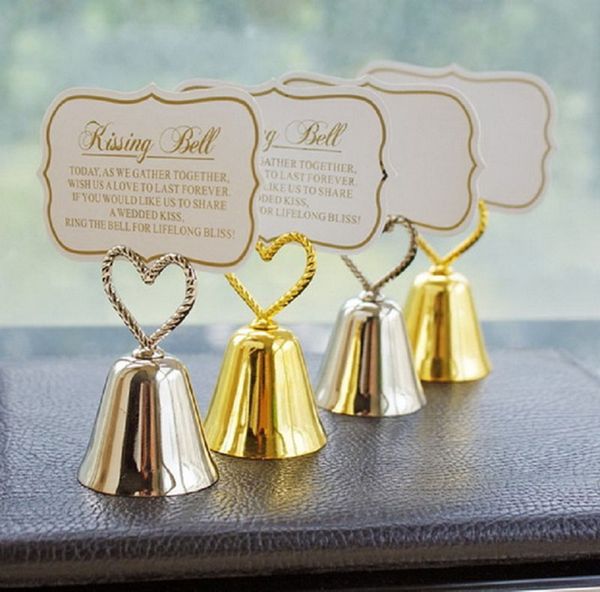 

gold silver heart bell place card holder wedding favors party table card holders christmas gift