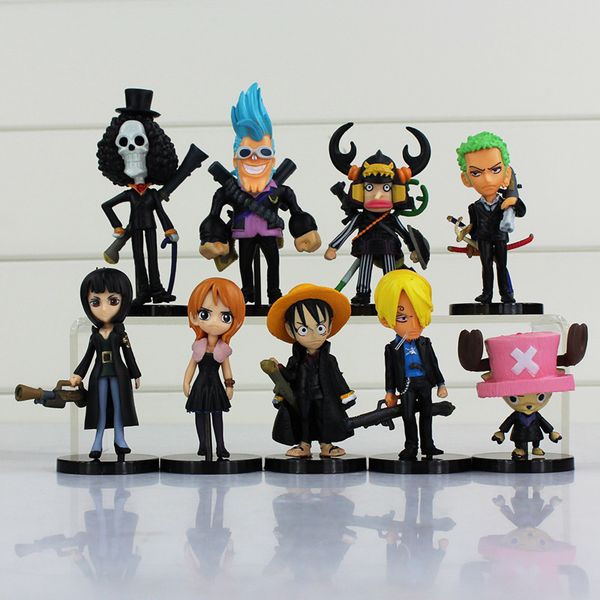 

9pcs/lot anime one piece straw hats luffy roronoa zoro sanji mini pvc action figures dolls toys for children 5.5-10cm