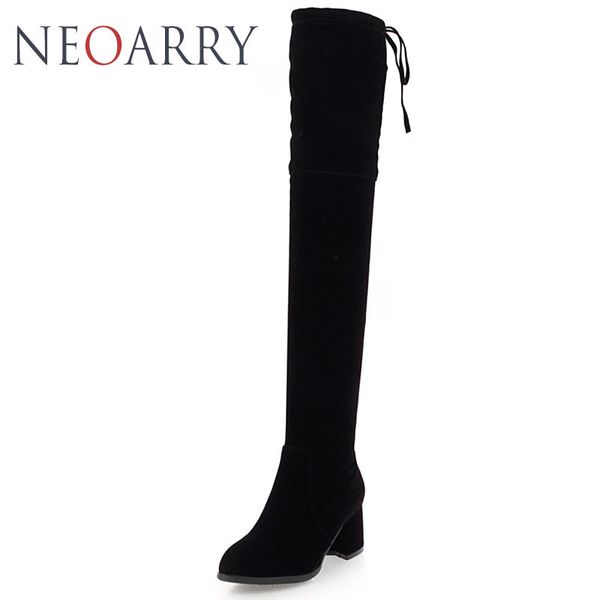 

neoarry autumn winter women boots over the knee thigh high stretch lace up boots slim long knight wedding shoes woman m499, Black