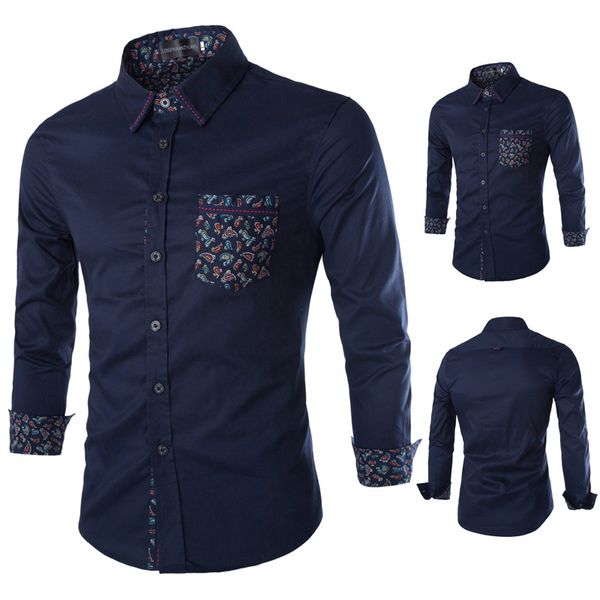 

brand new cotton colorful pocket long sleeve slim shirts mens fashion stitching color cardigan shirts male nice -4xl, White;black