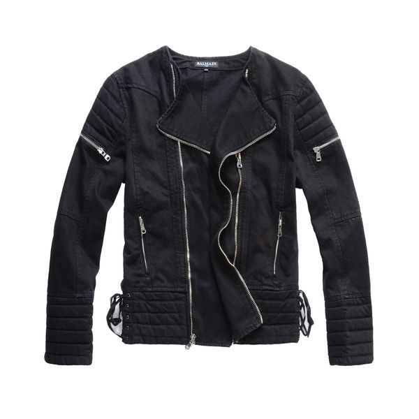 

Новая Мода Привет Улица Мужские Разорвал Джинсовые Куртки С Мульти Молнии Улично