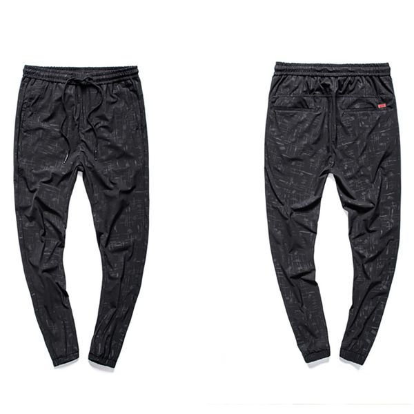 

camouflage pants thin section pants elastic loose men's sweatpants, Black