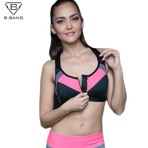 

b.bang 2016 summer women sports bra running gym padded wireshakeproof push up bra for woman ropa deportiva, White;black