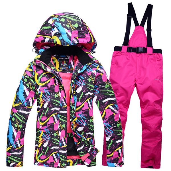 

2018 new ski team women's waterproof winter jacket + pants suits thicken women for women's skis snow snowboard sets send russia