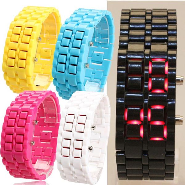 

fashion volcanic men women lava iron led faceless bracelet watch wristwatch digital watch bangle case wristwatch, Slivery;brown