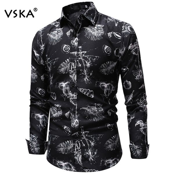 

new 2018 fashion men 3d print shirt slim fit turn-down collar casual shirts long sleeve male shirt camisa masculina, White;black