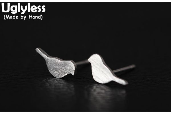

uglyless real s925 sterling silver handmade brincos women birds stud earrings simple fashion lovely jewelry girls students studs, Golden;silver