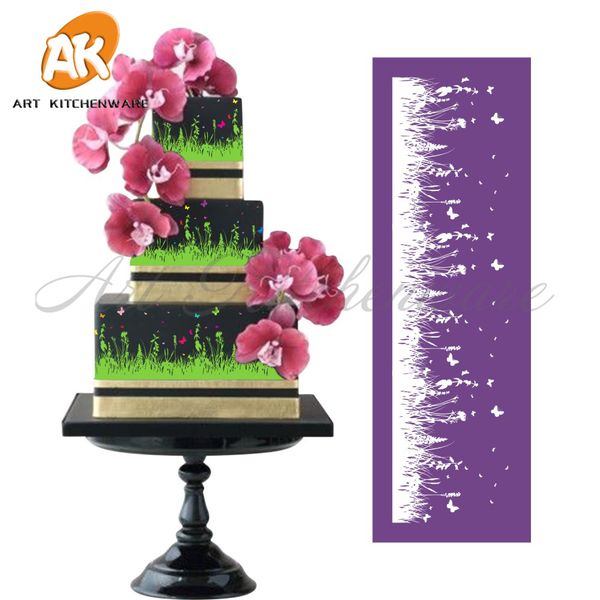 

new grassland mesh stencil lace cake stencil diy cake decorating tools fabric stencils for mold fondant molds mst-08