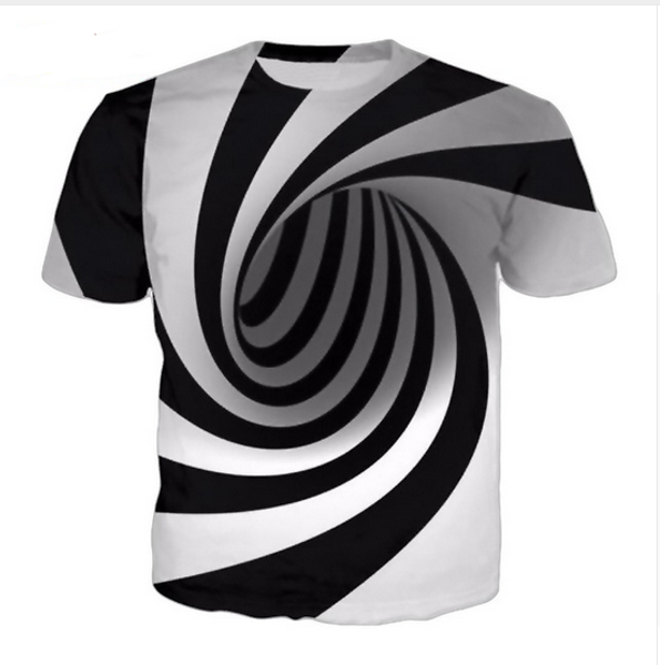 

new fashion 3d t-shirt casual hypnotic trendsetter men and women short sleeve creative printed tees zc02, White;black