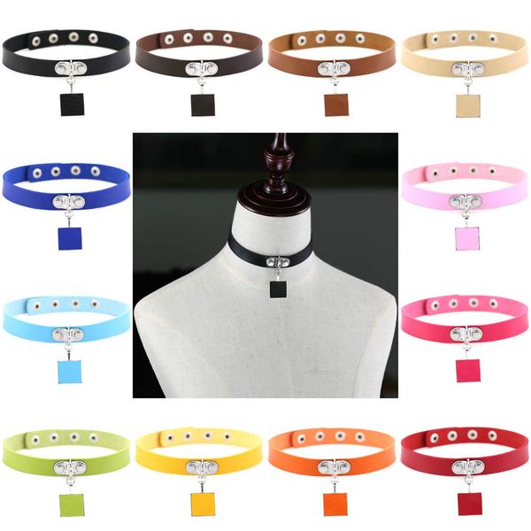 

европа соединенных штатов популярного горячего женского панк ветер геометрия площадь подвеска кожа воротник ожерелье шейных короткие ключицы, Golden;silver