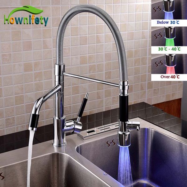 2019 Contemporary Chrome Polished Led Change Kitchen Faucet