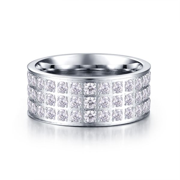 

whole salewawfrok fashion stainless steel cnc cubic zirconia rings for women wedding ring silvery female jewelry gift, Golden;silver