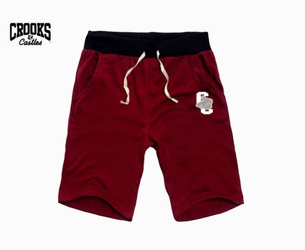 

f68947 s-5xl men new style casual crooks and castles hip hop knee lepght print pants waist elastic shorts, Black