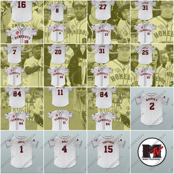 

Homeboys Pinstriped Baseball Jerseys Nicholas Turturro Smith Wolf Warren G Kenny Lofton 6th Annual Rock N' Jock Softball Challenge 1995
