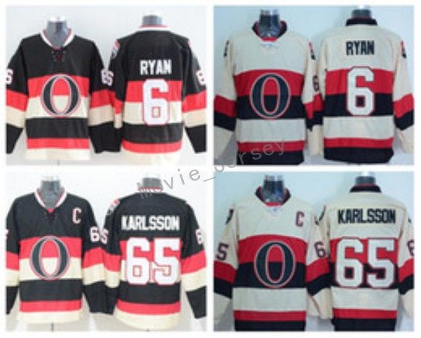 

Ottawa Senators Ice Hokcey Jerseys 6 Bobby Ryan 65 Erik Karlsson Jersey Men's Fashion Alternate Black Beige Embroider High Quality