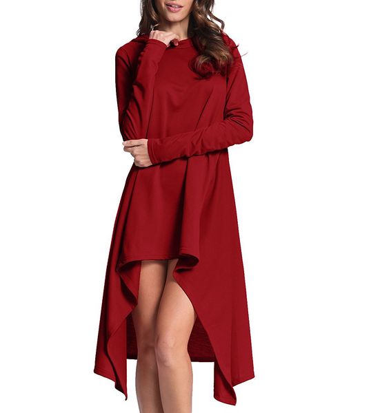 

Women Irregular Long Pullover 5 Colors Autumn Long sleeved Hoodies for Female Plus Size Casual Solid Hooded Tops