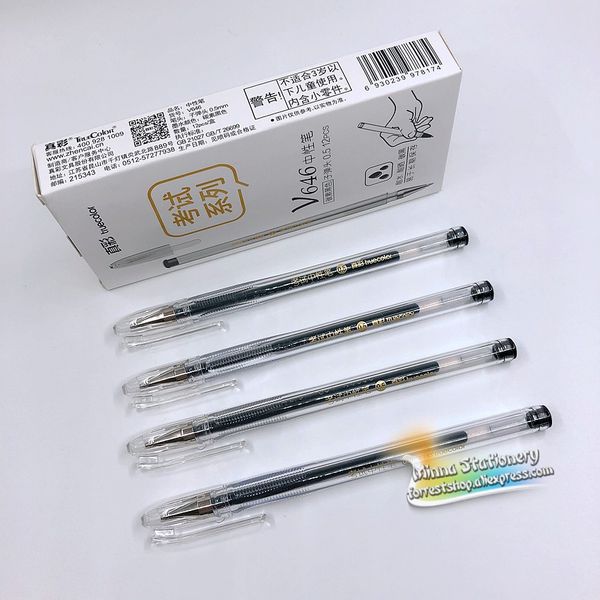 

truecolor] (12 pieces/lot) office school supplies black roller ball pens 0.5mm gel ink pen for writing v646