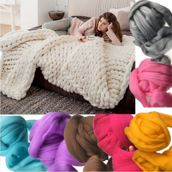 

super thick fashion soft autumn and winter warm hand chunky knitted sofa blanket sofa bed blanket