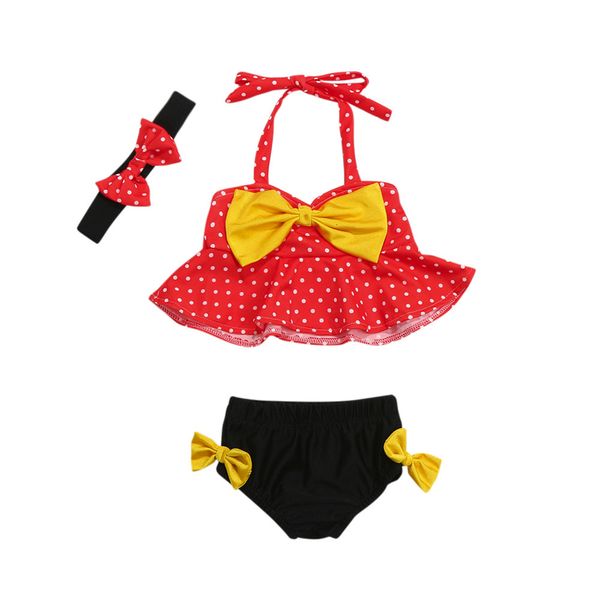 

3pcs infant girls baby swimwear straps dot swimsuit bathing bikini set outfits maillot de bain fille floral girls suit 20, White
