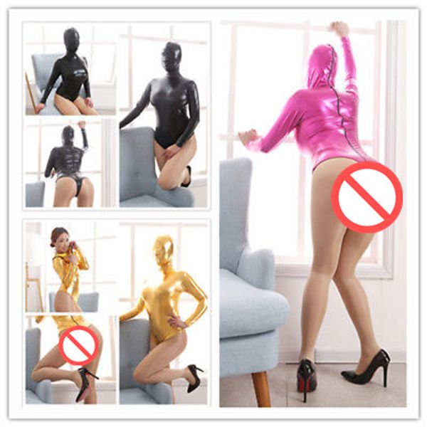 Catsuit sexy zentai per feste di Halloween in lycra spandex metallizzata 5 colori #R68