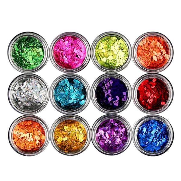 

menow 2018 newly 12 box diamonds dazzling tips nail sticker sequins colorful nail art rec pattern 07.07, White