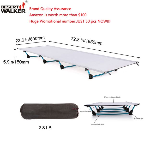 2.8LB Tappetino da campeggio W60 * L185CM Letto pieghevole ultraleggero Limite di peso di misura 440LB Lettino da viaggio perfetto per l'escursionismo Letto di casa confortevole