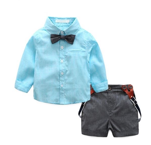 2018 New Gentleman baby boy vestiti moda papillon camicia + pantaloni ragazzo set neonato set di abbigliamento per neonato Abiti primaverili
