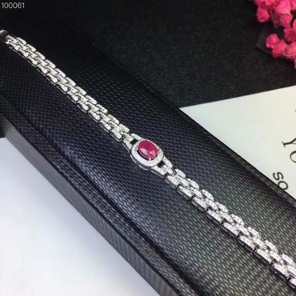 

crude chain square big natural red ruby gem bracelet natural gemstone bracelet s925 silver female party gift jewelry, Golden;silver