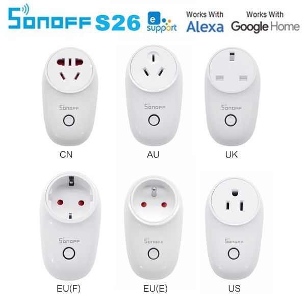 

sonoff s26 wifi smart socket us/uk/cn/au/eu wireless plug power sockets smart home switch work with alexa google assistant ifttt