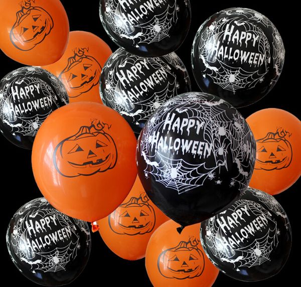 

хэллоуин латексные шары латекс воздушный шар 12 дюймов паук тыква черный оранжевый для хэллоуина декор