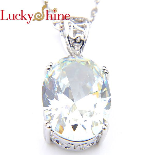 

luckyshine oval white crystal cubic zirconia silver wedding dangle pendantrussia usa australia pendant ing, Black