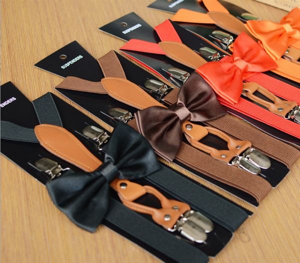 

elastic suspender fashion bow tie y shape shoulder suspenders big boys adjustable strap 4 clip men suspender c3248, Black