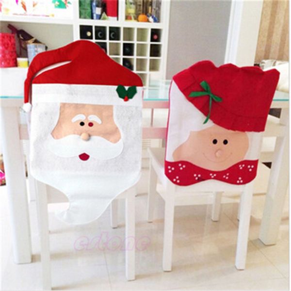 Christmas Chair Covers Santa Claus Decor Chair Back Cover Mrs