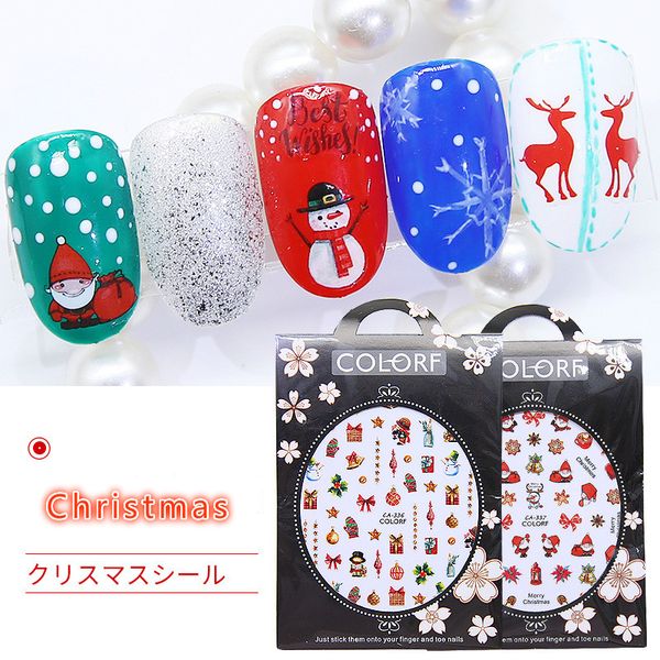 

2018 new cute snowman nail sticker christmas nail sticker art tool for water stickers for water decals decoration, Black