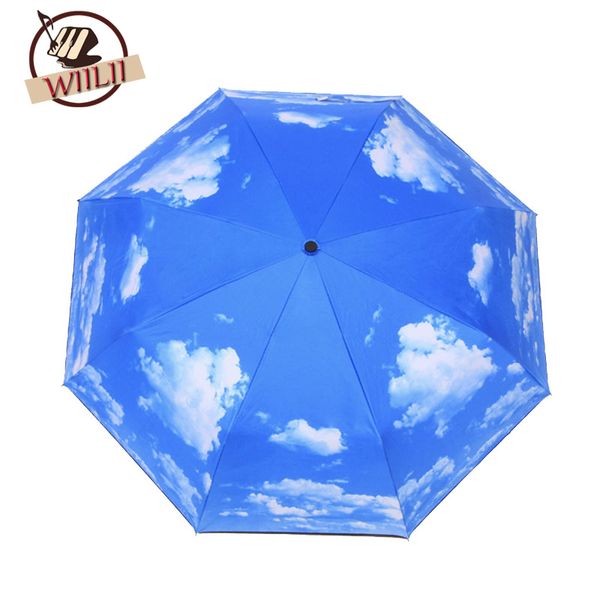 

blue sky white cloud uv protection inverted folding umbrella windproof auto open & close parasol