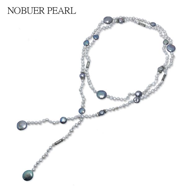 

nobuer baroque necklace with real pearls necklace pendants women fine jewelry silver 925 chains necklaces