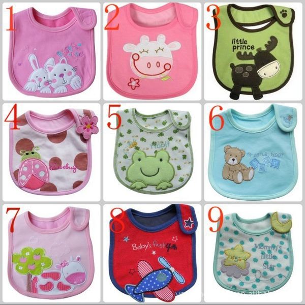 

200 styles cartoons INS Leaf Ship 100% Cotton waterproof bibs Burp Cloths Newborn KIDS 3 Layers Animal Print triangular Bib