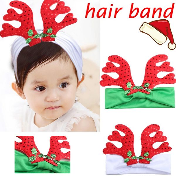 Baby Kind Stirnband Band handgemachte Kleinkind Kleinkind Kinder Haarschmuck Mädchen Neugeborene Bögen Tiara Turban Verband Weihnachten