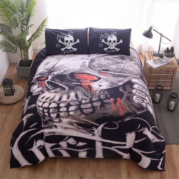 

3d game skull bedding set halloween skulls duvet cover pillowcases alive twin  king size 2/3pcs bedlinen drop shipping