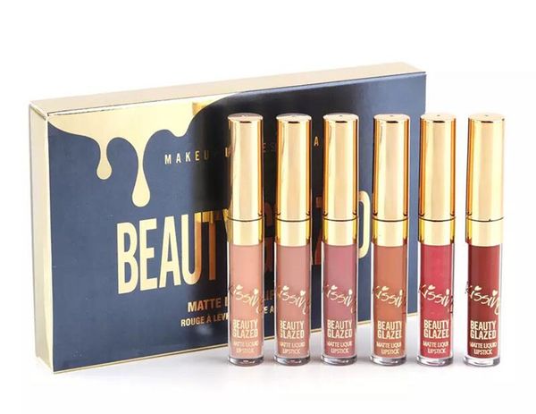 

6pcs/lot matte lipsticks does not faded beauty glazed liquid lip gloss moisturizer birthday edition lipstick lip makeup