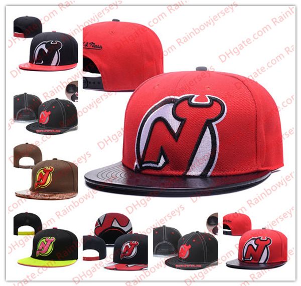 

New Jersey Devils Snapback Caps Embroidery Ice Hockey Knit Beanies Adjustable Hat Black Red Brown Stitched Hats One Size for All