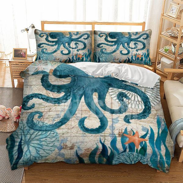 

вонг sbedding 3d кальмар море пододеяльник комплект постельных принадлежностей один близнец полный королева король размер полиэстер постельн