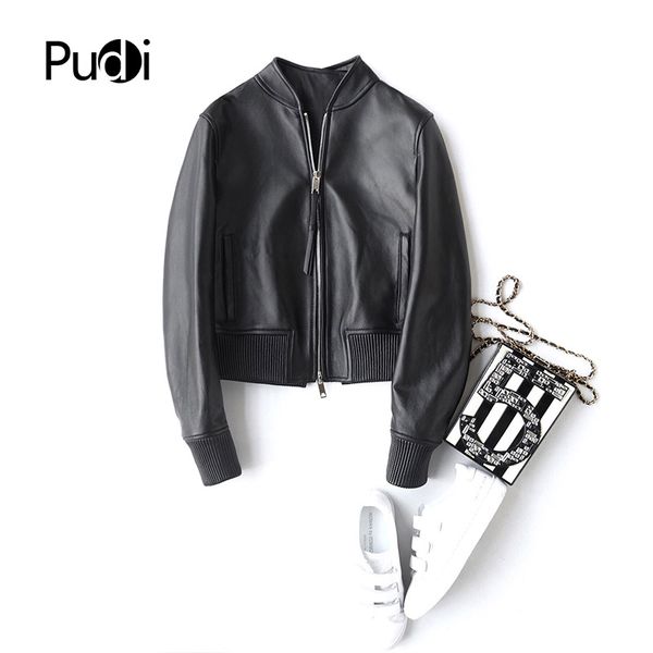 

pudi a22293 2018 new fashion women real sheep leather ball coat lady genuine leather leisure motorcycle jacket fall/winter coat, Black;brown