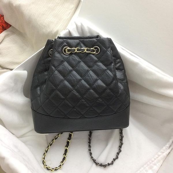 

23cm big brand diamond lattice backpack tyle houlder bag chain two tone tote bucket handbag women genuine leather fa hion whole ale