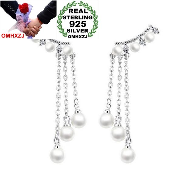 

omhxzj wholesale jewelry lovely fashion star for woman gift fine pearl 925 sterling silver long tassel stud earrings ys244, Golden;silver
