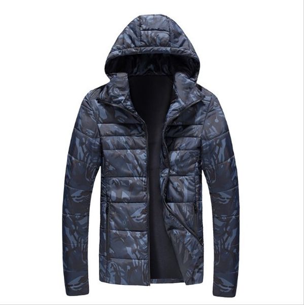 

2018 winter men camouflage parkas warm down jacket male casual camo parka homme casual slim fit hooded jacket coat men clothing, Black