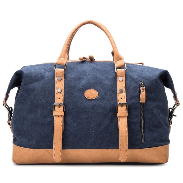 

canvas leather men travel bag carry on luggage bags casual male duffel bags travel tote large capacity weekend overnight